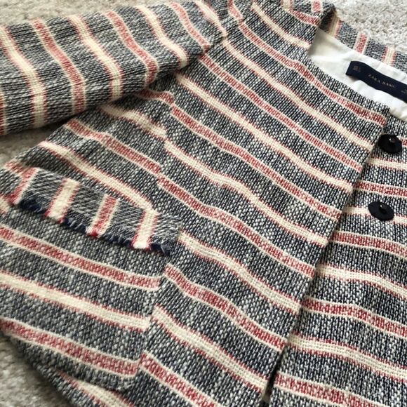 Zara tweed cropped striped blazer jacket, size small - Picture 5 of 8